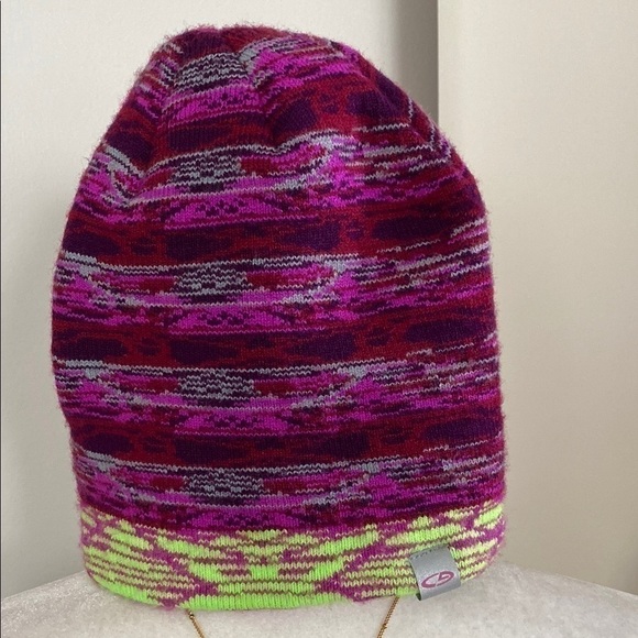 C9 Champion Pink Purple Red Green Colorful Striped Whimsical Boho Beanie Hat - Picture 1 of 9